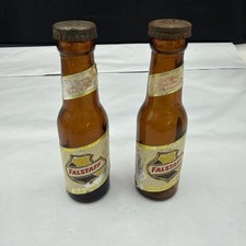 Set Of 2 Vintage FALSTAFF BEER  Miniature Amber Bottle 1950's Salt Shaker picture