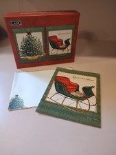 Lang ~ Classic Cheer Assorted Christmas Cards  Classic Sleigh/Christmas Tree NEW picture