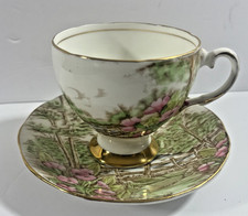 Vintage Salisbury Primrose Glen Gold Rimmed Bone China Tea Cup & Saucer picture