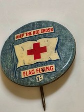 Original WW1 Keep the Red Cross Flag Flying Pinback Button picture