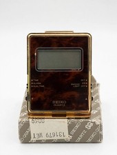 Seiko Quartz Travel Alarm Clock Brass Slide Cover EK202B Boxed Untested picture
