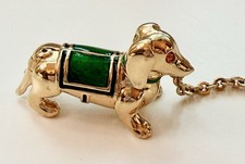 Estée Lauder 2003 GOLDEN DACHSHUND Dog Solid Perfume Compact Clip Charm picture