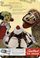 1947 KUKLA & OLLIE TV Puppets & SEALTEST Ice Cream DECORATIVE REPLICA METAL SIGN picture