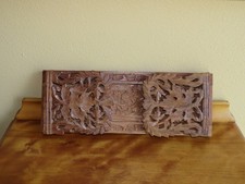 Hand Carved VTG Wooden Expandable Sliding Folding Leaf Floral Hinged Bookends picture