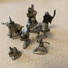 Fantasy Figurine LOT (X7) Pewter rhinestone Wizard Castle & more picture