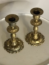 Vintage Leonard Japan Ornate Gold-Tone Candlestick Holder Pair 6 3/4” EUC picture