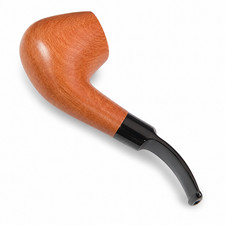 Classic Bent Wood Tobacco Pipe 9mm Filter Light Brown Grain Black Curved Stem wi picture