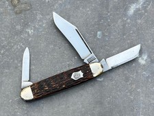 Vintage Utica Kutmaster Cattle Knife Made in USA Jigged Bone Excellent Condition picture