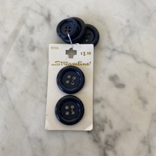 Vintage Streamline Buttons K706 Navy Round 4-Hole Buttons 1 1/8