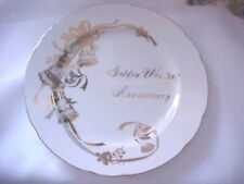 Lefton China Golden Wedding Anniversary Plate White Gold Trim Vintage 9