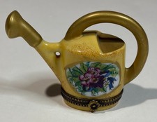 Limoges Peint Main Trinket Box Watering Can Gold Floral Clasp Surprise Design picture