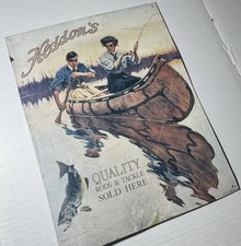 Vintage Heddon’s Advertising Tin Sign Quality Rods & Tackle Sold Here USA picture