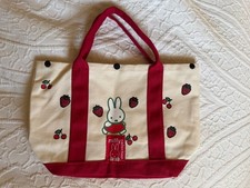 New Miffy Rabbit Strawberry Red Canvas Top Handle Tote Shoppings Bag School picture