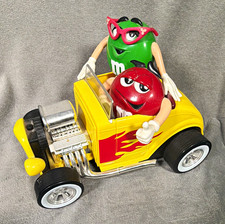 M&M's Red & Green Characters Yellow Hot Rod Car Advertising Figurine picture