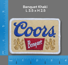 Retro Coors Banquet Embroidered Iron-On Patch Vintage Style with Dimensions picture