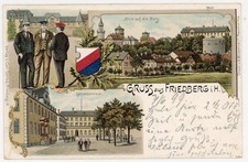 Gruss aus Friedberg Hesse Germany 1899 Postcard + Bahnpost RPO cancel picture