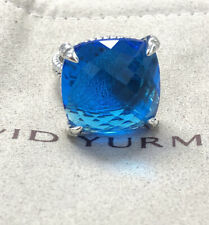 David Yurman 925 Silver Chatelaine 20mm Blue Topaz & Diamond Ring Sz 7 picture