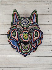 Wixárika Huichol Wolf Head – Handmade with Glass Beads on Glue – Indigenous Art picture