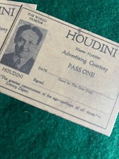 Houdini, Reprint, Complimentery Guest Pass for one show, rare collectible picture