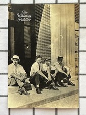 Vintage 1920s Four Working Men Outside Brick Factory Snapshot Photo picture