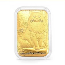 24K Yellow Gold Cat Emboss Sheet 31x45.5mm 10mg picture