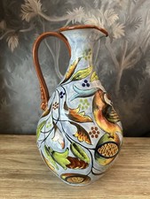 Large 15” Mayólica Santa Rosa Mexican Pottery Pitcher – Hand Painted Guanajuato picture