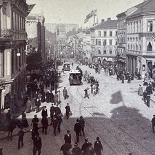 Karl Johans Street Oslo Norway Stereoview Underwood & Underwood 1897 Victorian picture