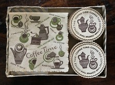 Vintage Coffee Time Paper Coasters (25) & Coffee Time Paper Napkins (21) picture