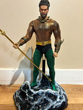 Custom 1:6 scale Aquaman Figure with Trident on Wave Base picture