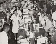 1940s WAITRESSES at BLACK DINER, Lunch Counter, Vintage Photo Reprint picture