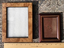 TWO Vintage Picture Frames Inlaid Wood, Maple Burl Read Full Description picture