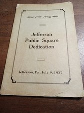 1927 Souvenir Program Jefferson Public Square Dedication Jefferson, Pa.  picture
