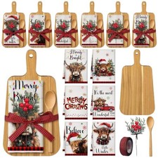 6 Sets Christmas Kitchen Gift Wood Cutting Board Kit - Highland Cow picture