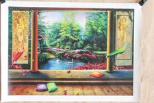Paradise by Orlando Quevedo Garden Terrace Scene With Swans and Pillars, 30