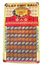 Vintage Play Football $25.00 Prize Punch Prize Board Gambling Old Store Stock picture