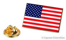 AMERICAN FLAG ENAMEL LAPEL PIN GOLD BORDER USA US United States TIE TACK BADGE picture
