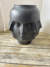 Vtg 2005 TMS Black Perpetual Faces Piero Fornasetti Style Surrealist Art Vase picture