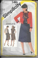 SIMPLICITY 5486 Vintage Sewing Pattern Misses' Dress and Lined Jacket, Size 14 picture
