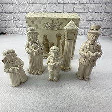 Porcelain Christmas Caroler Set Crown Accents 5pc Victorian Holiday Figurines picture