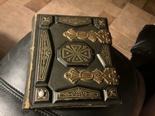 Antique Portrait Leather Brass Album Mid To Late 1800’s picture