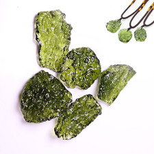 1-4PCS Rare Natural Crystal Green Gem Moldavite Meteorite Glass Necklace Pendant picture