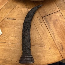 Hand Carved Asian Water Buffalo 16 Inch Horn Had Carved Asian Design picture