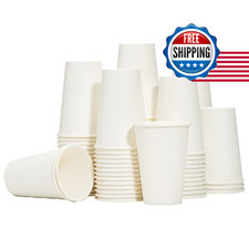 Racetop Disposable Paper Coffee Cups 12 Oz 100 Pack12 Oz White Hot Coffee Paper picture