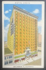 Los Angeles CA Hotel Cecil 1930s Downtown White Border Linen Postcard Dated 1952 picture