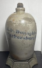 Antique A. P. Donaghho, Parkersburg WV Stoneware Jug, 2 Quarts Capacity, 9” Tall picture