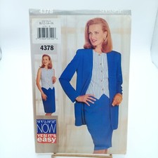 UNCUT Butterick See & Sew Pattern 4378 Misses Jacket Skirt & Top Sizes 12-16 Vin picture