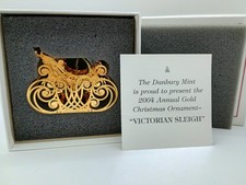 The Danbury Mint 2004 23K Gold Plated Christmas Ornament VICTORIAN SLEIGH w/Box picture