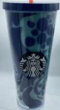 Starbucks Cold Cup Tumbler Rare Blue Aqua Lava Lamp Pattern Acrylic Venti 24oz picture