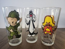 THREE VINTAGE 1973 PEPSI GLASSES ELMER FUDD YOSEMITE SAM SYLVESTER  picture