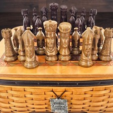 Longaberger Fathers Day Game Checkerboard Basket Lid & Peter Ganine Chess READ picture